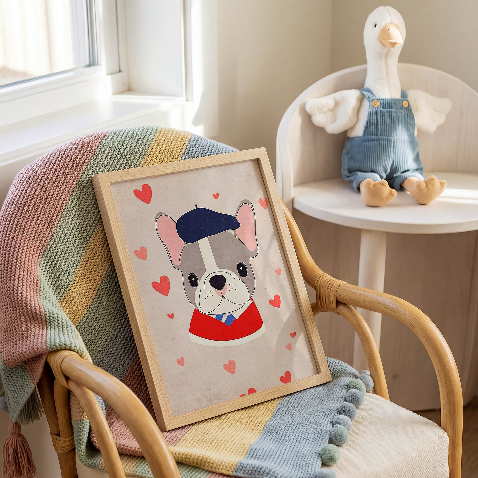 Ressam Yavru Köpek Çocuk Odası Duvar Posteri Çerçeveli Tablo Dekorasyon - Görsel 2