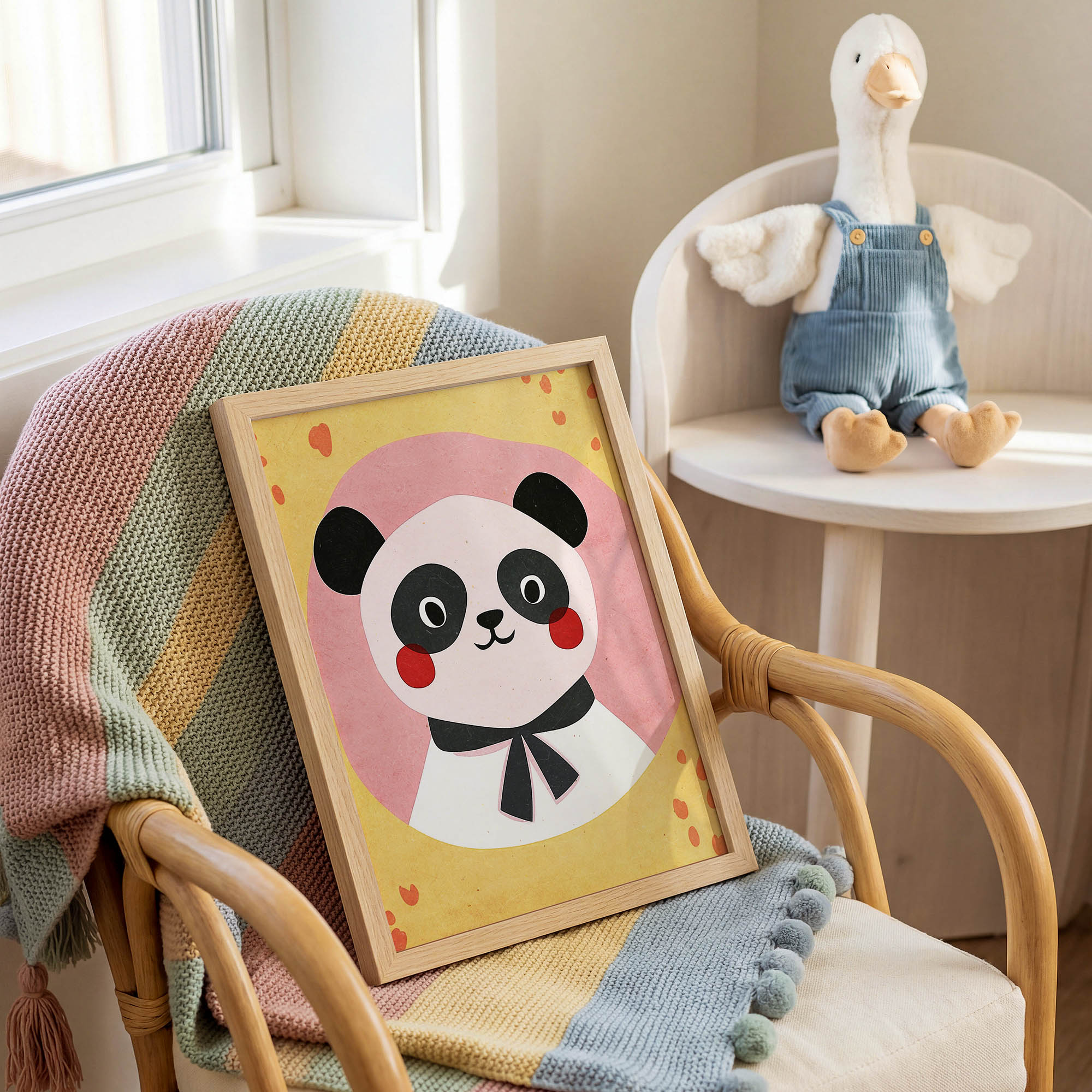 Uykucu Panda Çocuk Odası Duvar Posteri Çerçeveli Tablo Dekorasyon - Görsel 2