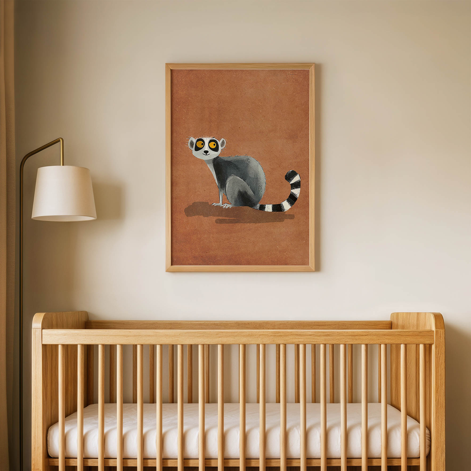 Şaşkın Lemur Çocuk Odası Duvar Posteri Çerçeveli Tablo Dekorasyon