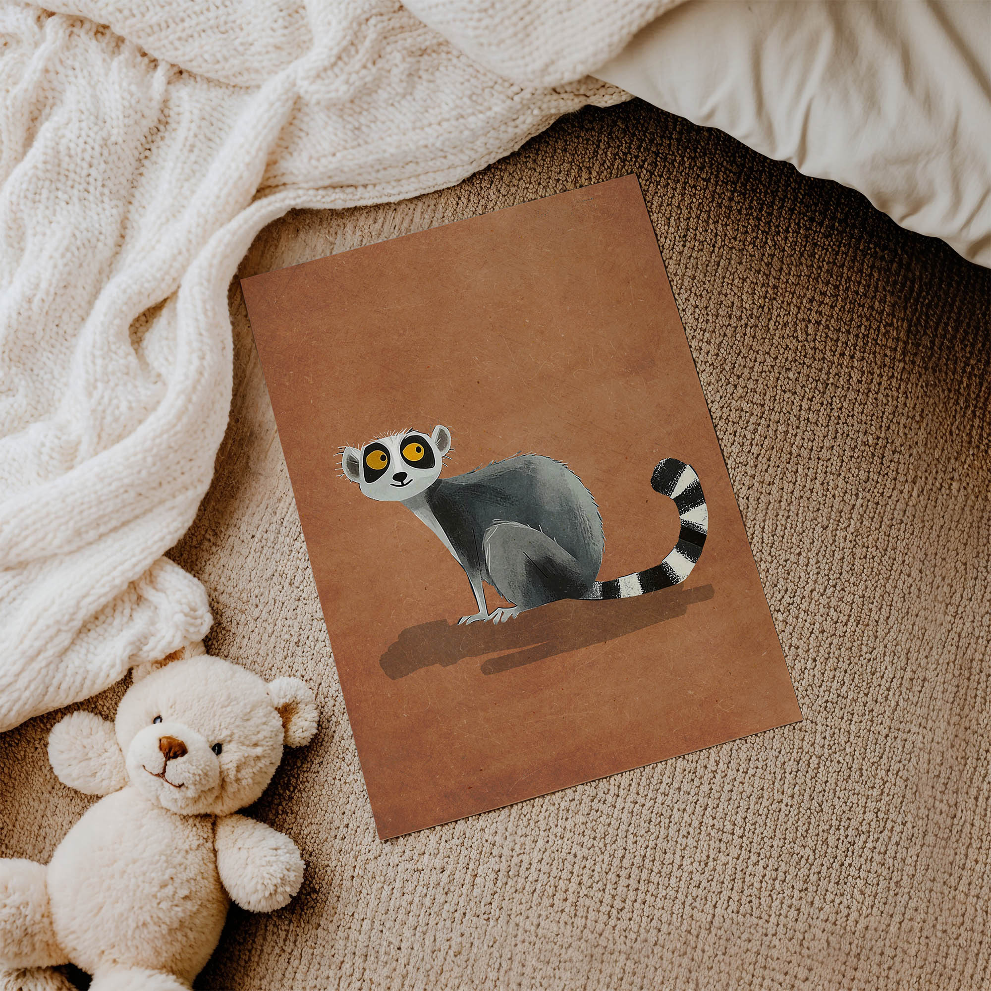 Şaşkın Lemur Çocuk Odası Duvar Posteri Çerçeveli Tablo Dekorasyon - Görsel 3
