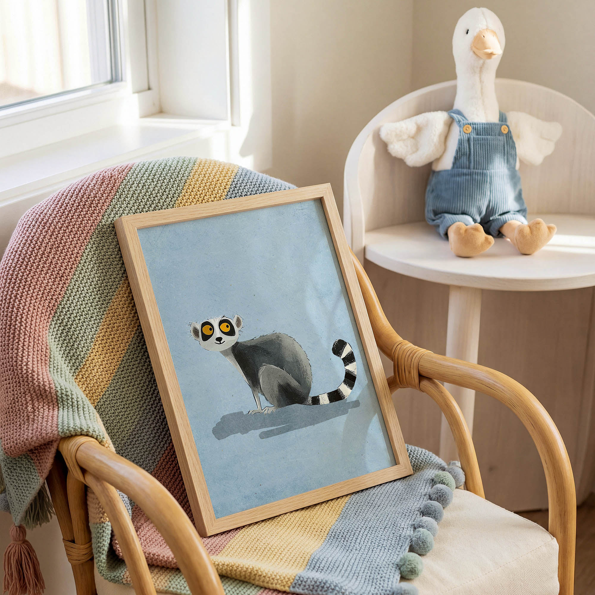Şaşıran Lemur Çocuk Odası Duvar Posteri Çerçeveli Tablo Dekorasyon - Görsel 2