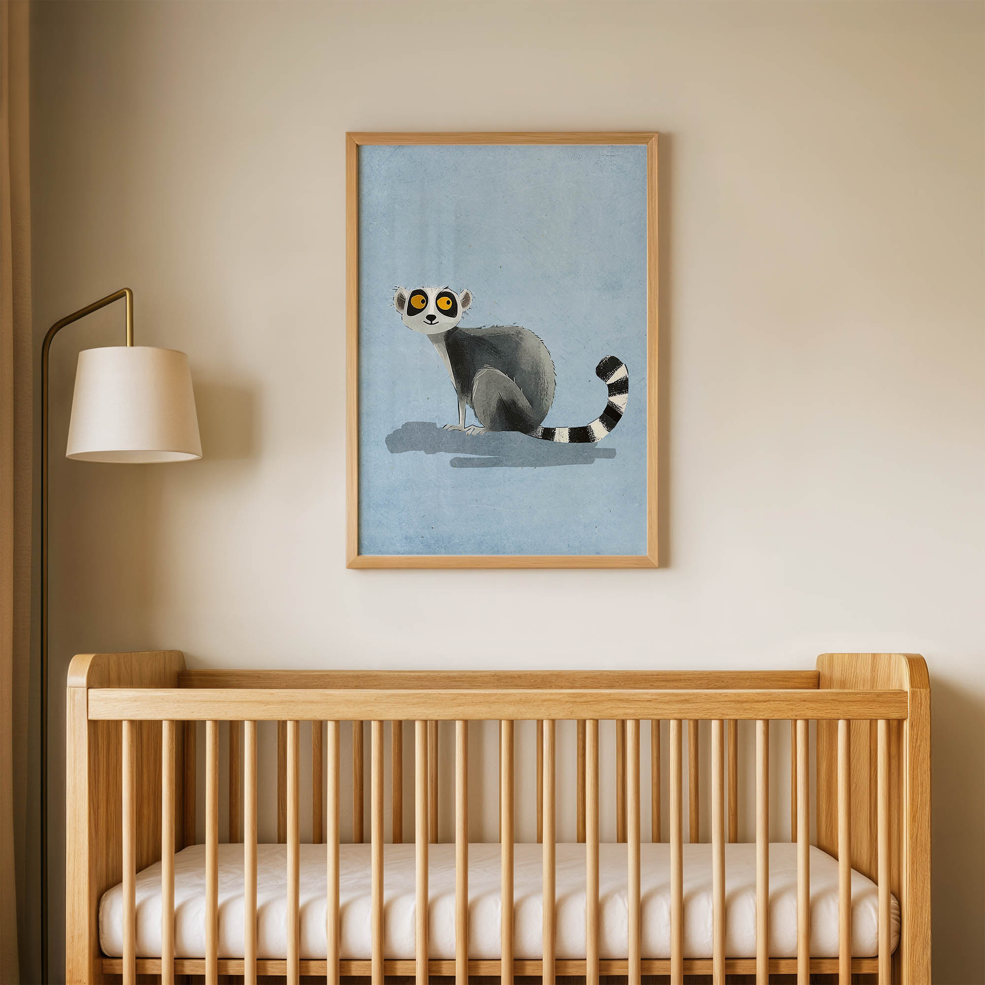 Şaşıran Lemur Çocuk Odası Duvar Posteri Çerçeveli Tablo Dekorasyon
