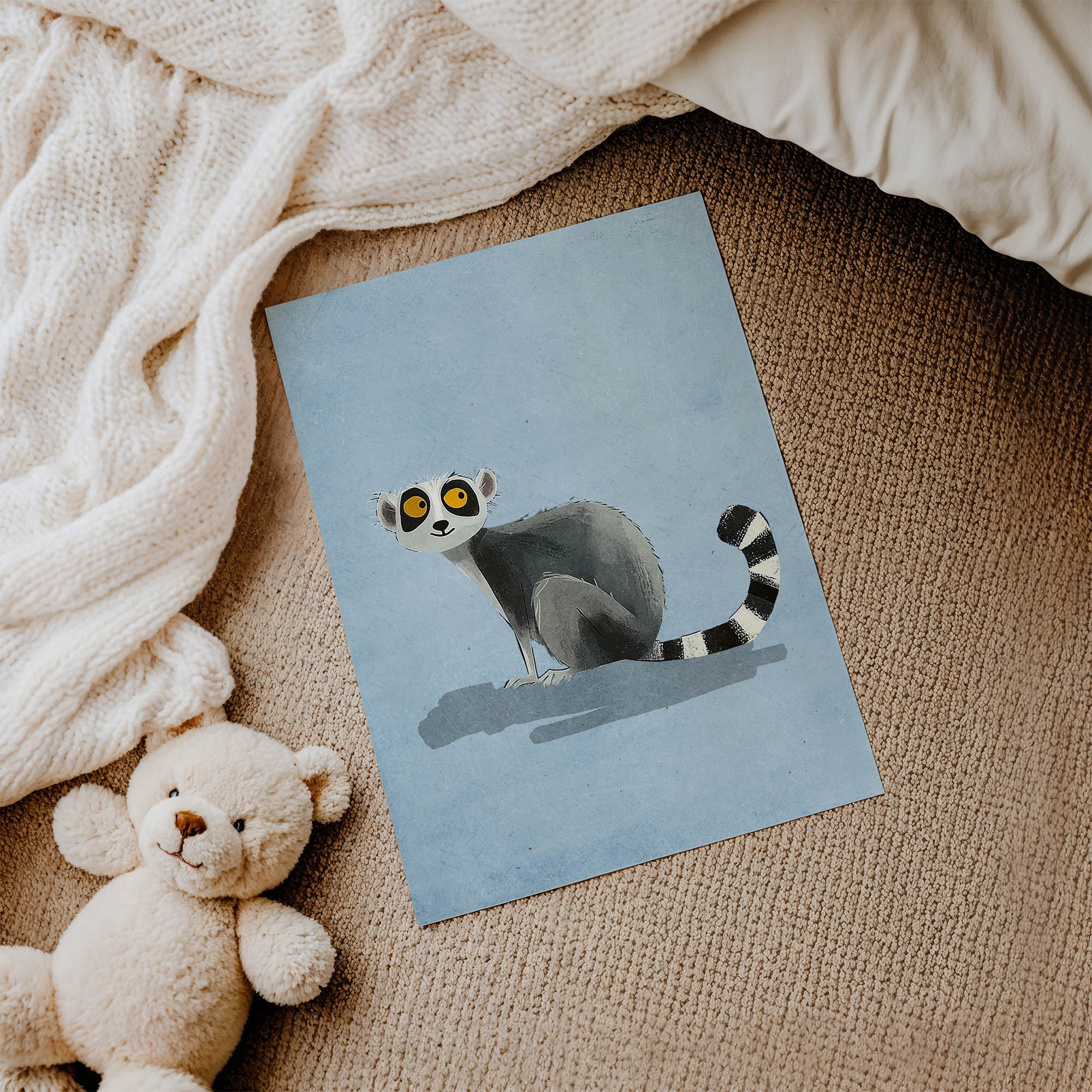 Şaşıran Lemur Çocuk Odası Duvar Posteri Çerçeveli Tablo Dekorasyon - Görsel 3