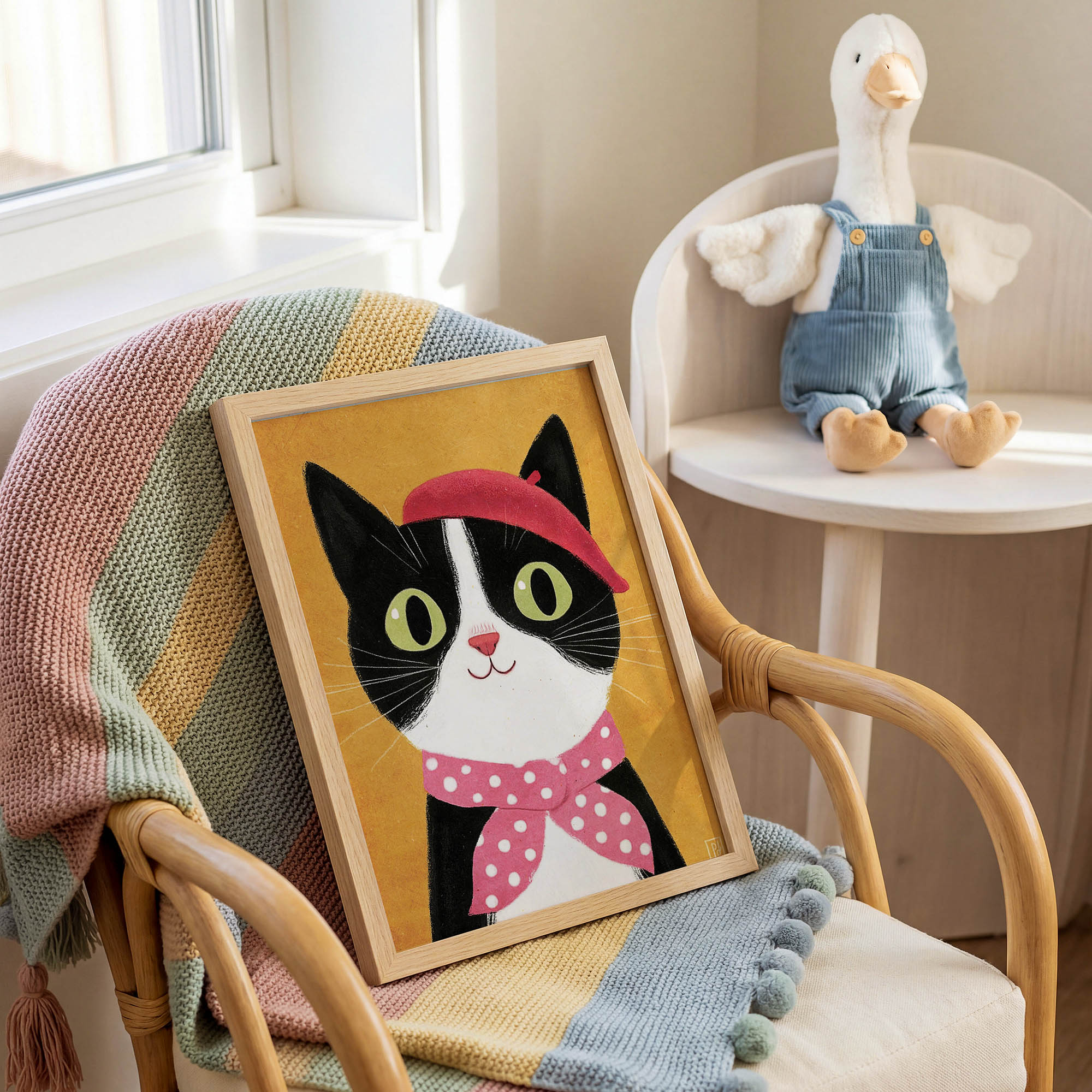 Şirin Kedi Çocuk Odası Duvar Posteri Çerçeveli Tablo Dekorasyon - Görsel 2