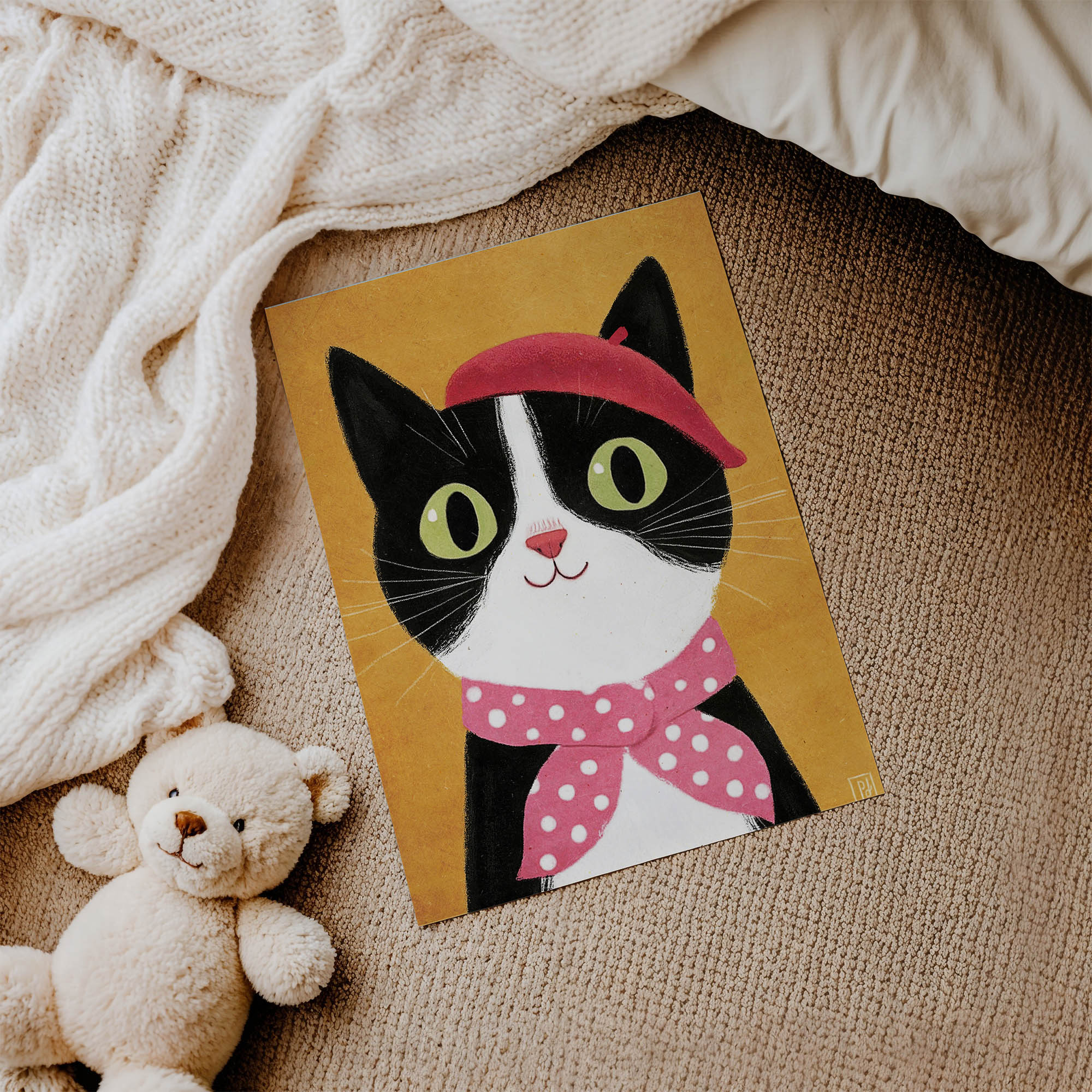 Şirin Kedi Çocuk Odası Duvar Posteri Çerçeveli Tablo Dekorasyon - Görsel 3