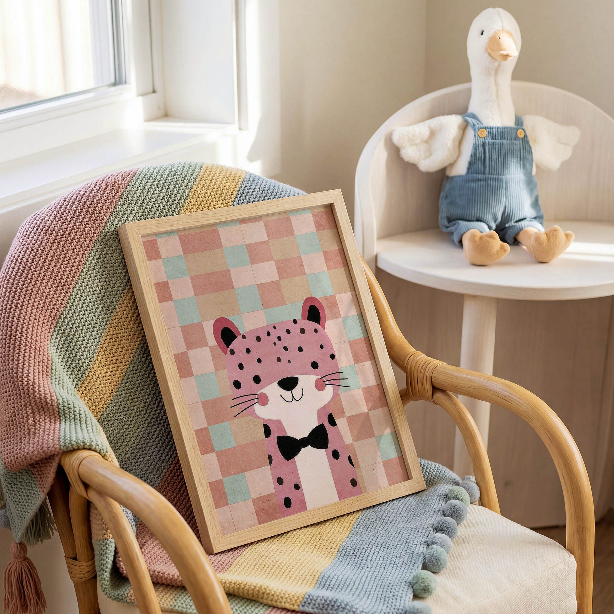 Pembe Benekli Panter Çocuk Odası Duvar Posteri Çerçeveli Tablo Dekorasyon - Görsel 2