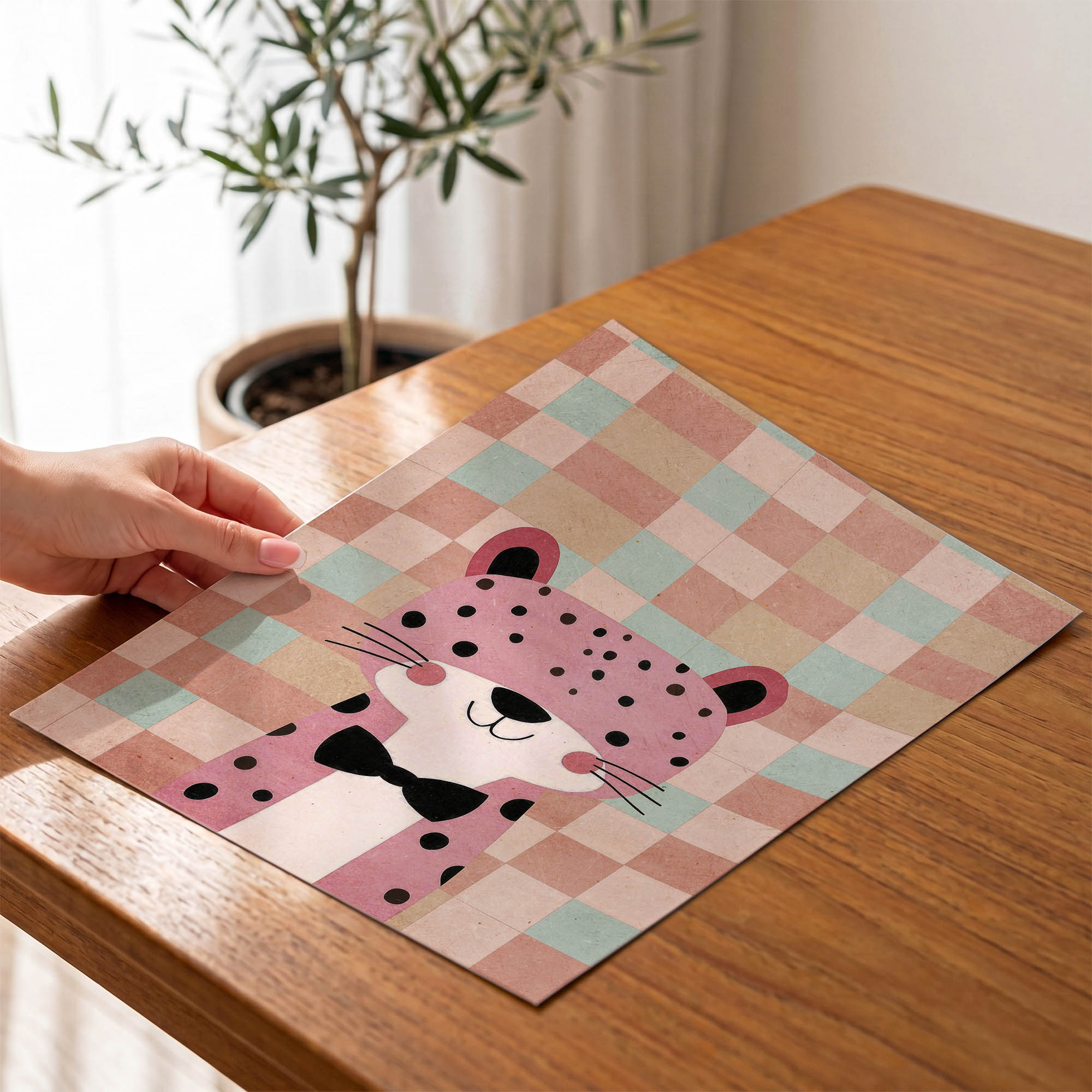Pembe Benekli Panter Çocuk Odası Duvar Posteri Çerçeveli Tablo Dekorasyon - Görsel 4