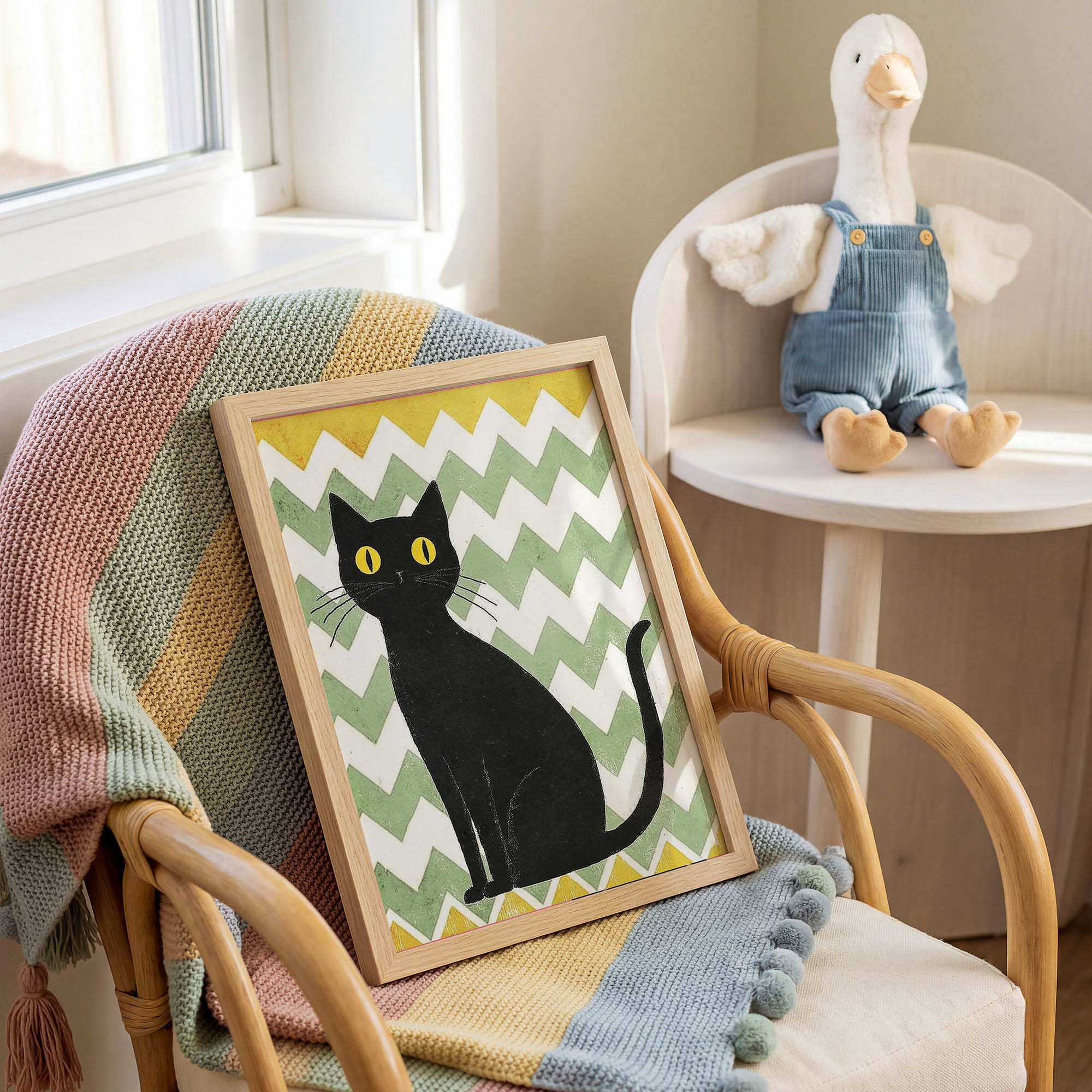 Siyah Kedi Çocuk Odası Duvar Posteri Çerçeveli Tablo Dekorasyon - Görsel 2
