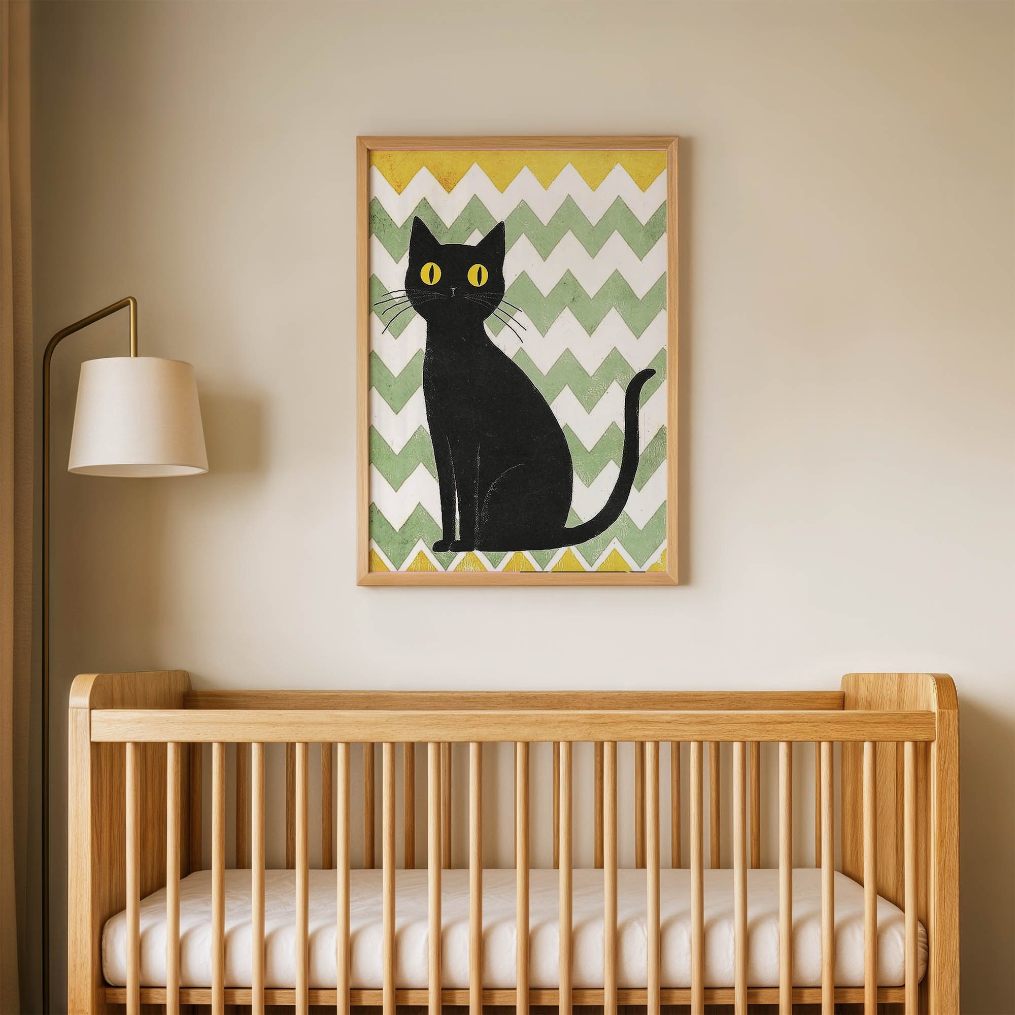 Siyah Kedi Çocuk Odası Duvar Posteri Çerçeveli Tablo Dekorasyon