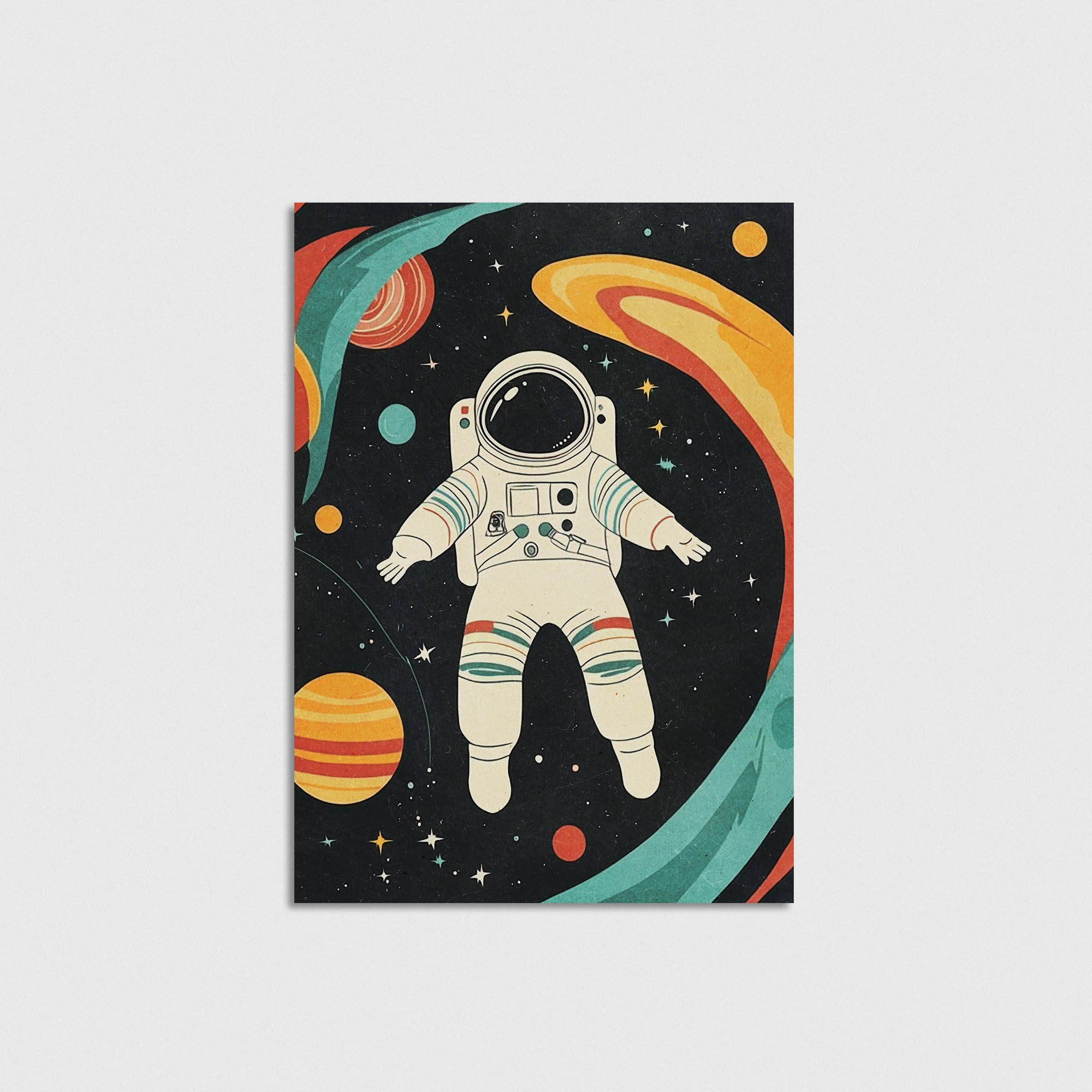 Uzayda Astronot Çocuk Odası Duvar Posteri Çerçeveli Tablo Dekorasyon - Görsel 5