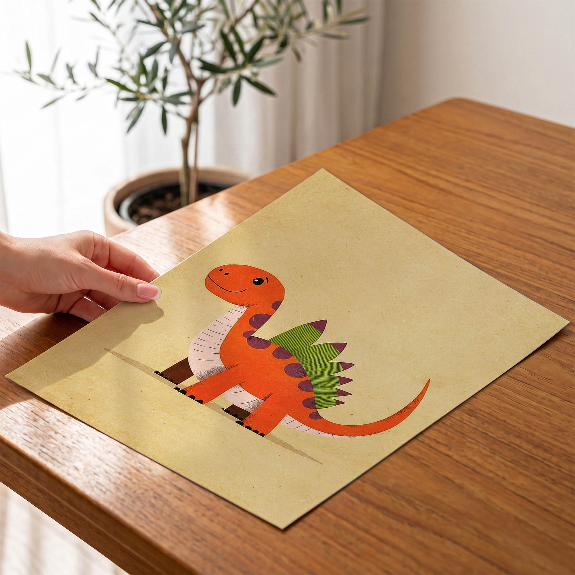 Şaşkın Dinozor Çocuk Odası Duvar Posteri Çerçeveli Tablo Dekorasyon - Görsel 4