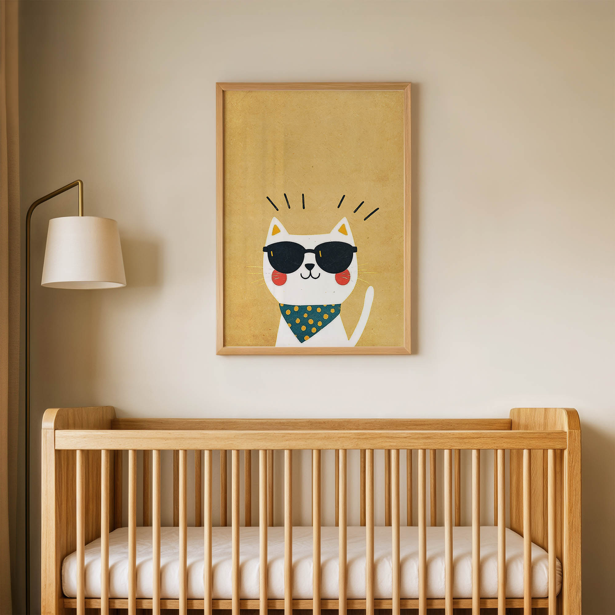 Utangaç Kedi Çocuk Odası Duvar Posteri Çerçeveli Tablo Dekorasyon