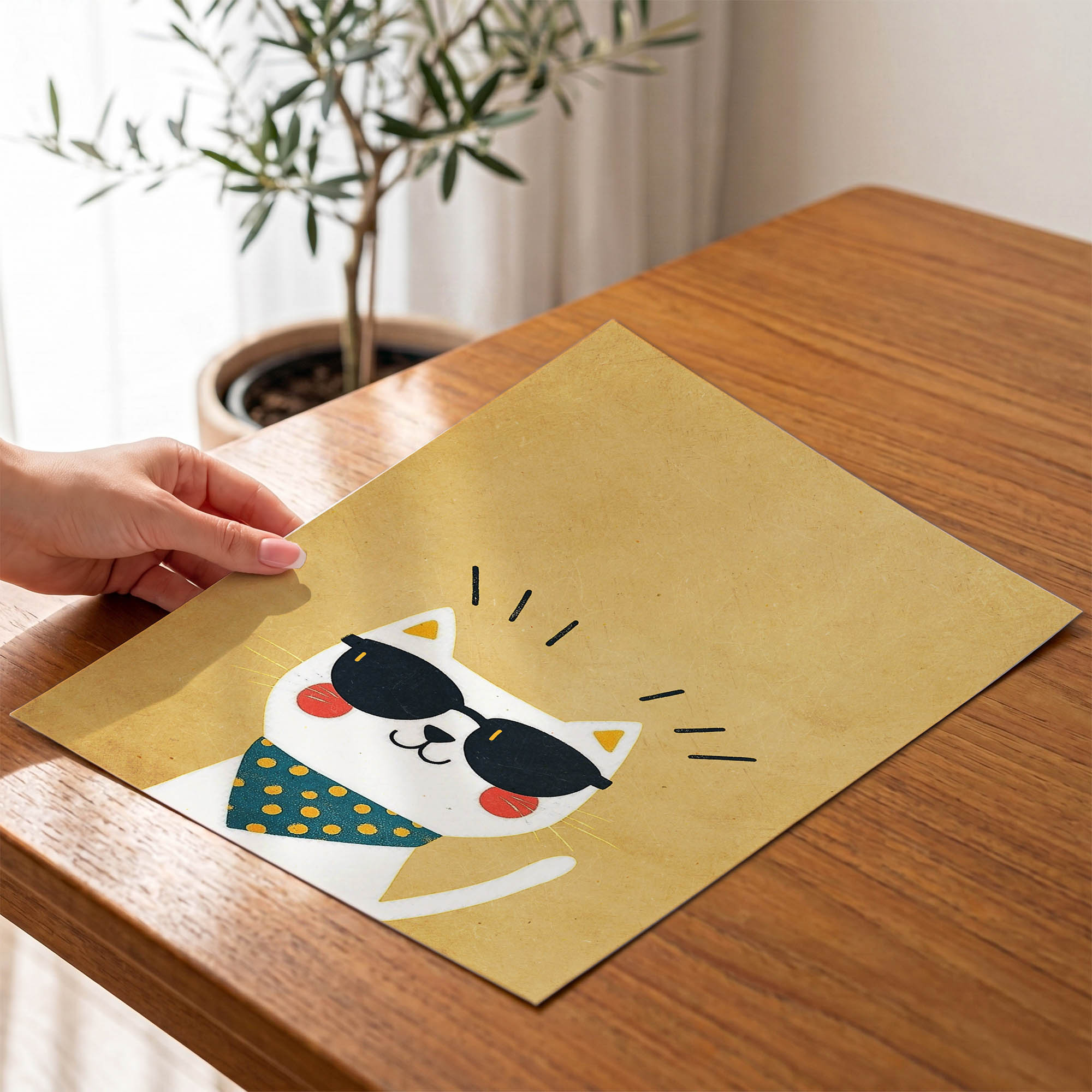 Utangaç Kedi Çocuk Odası Duvar Posteri Çerçeveli Tablo Dekorasyon - Görsel 4