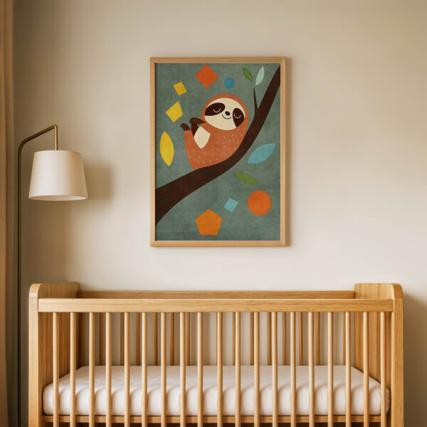 Uykucu Lemur Çocuk Odası Duvar Posteri Çerçeveli Tablo Dekorasyon