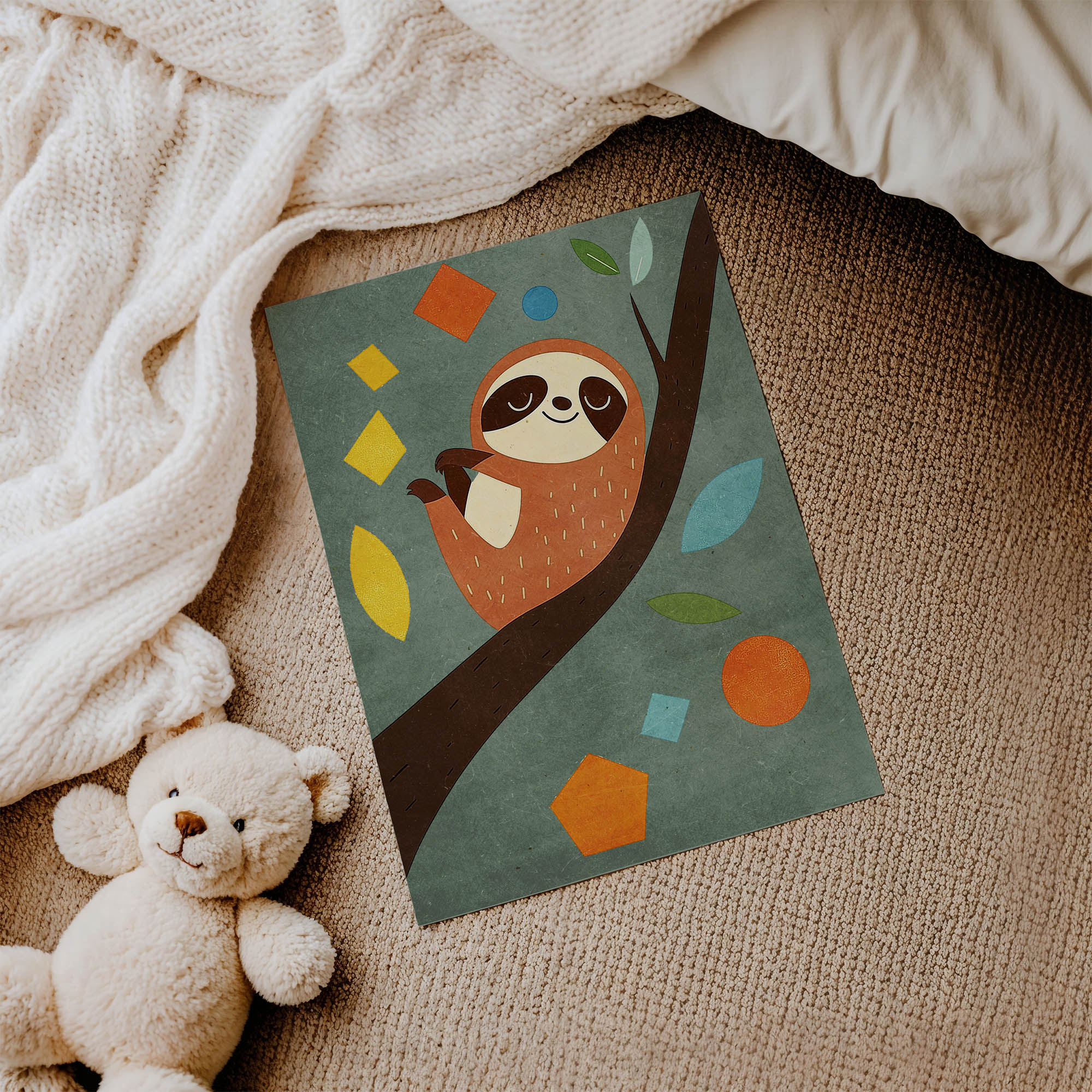 Uykucu Lemur Çocuk Odası Duvar Posteri Çerçeveli Tablo Dekorasyon - Görsel 3