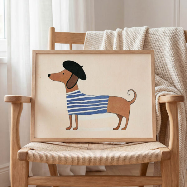 Pijamalı Köpek Çocuk Odası Duvar Posteri Çerçeveli Tablo Dekorasyon