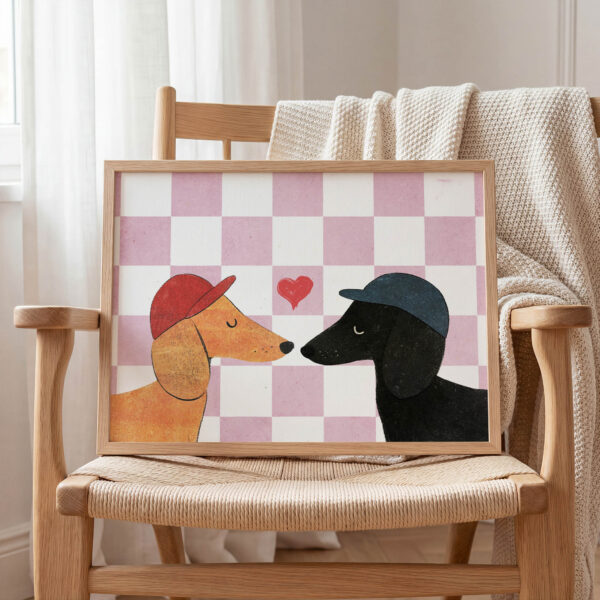 Sevimli Köpekler Çocuk Odası Duvar Posteri Çerçeveli Tablo Dekorasyon