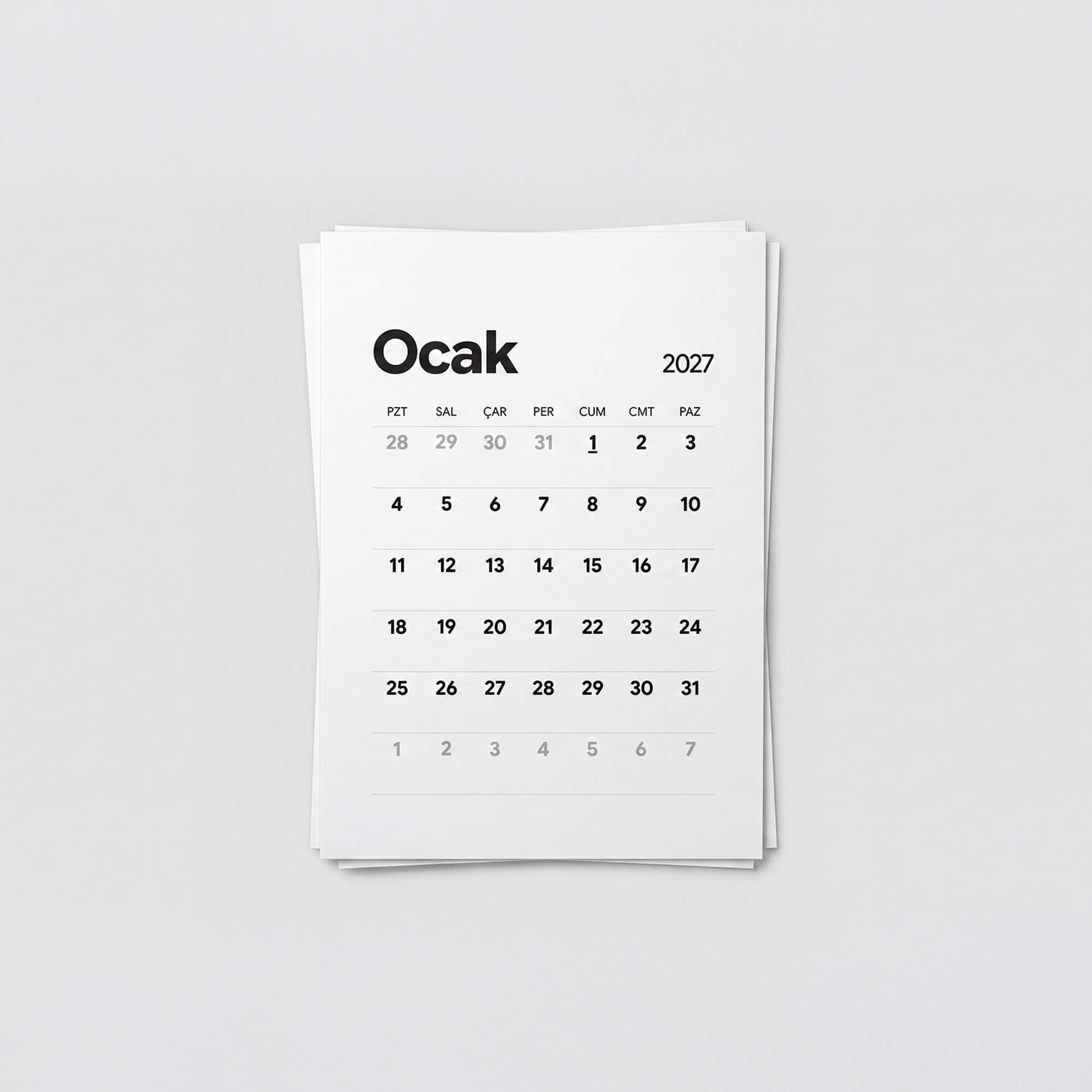 PlanCORE™ Desk Calendar Refill - 2027 Masa Takvimi Yaprakları