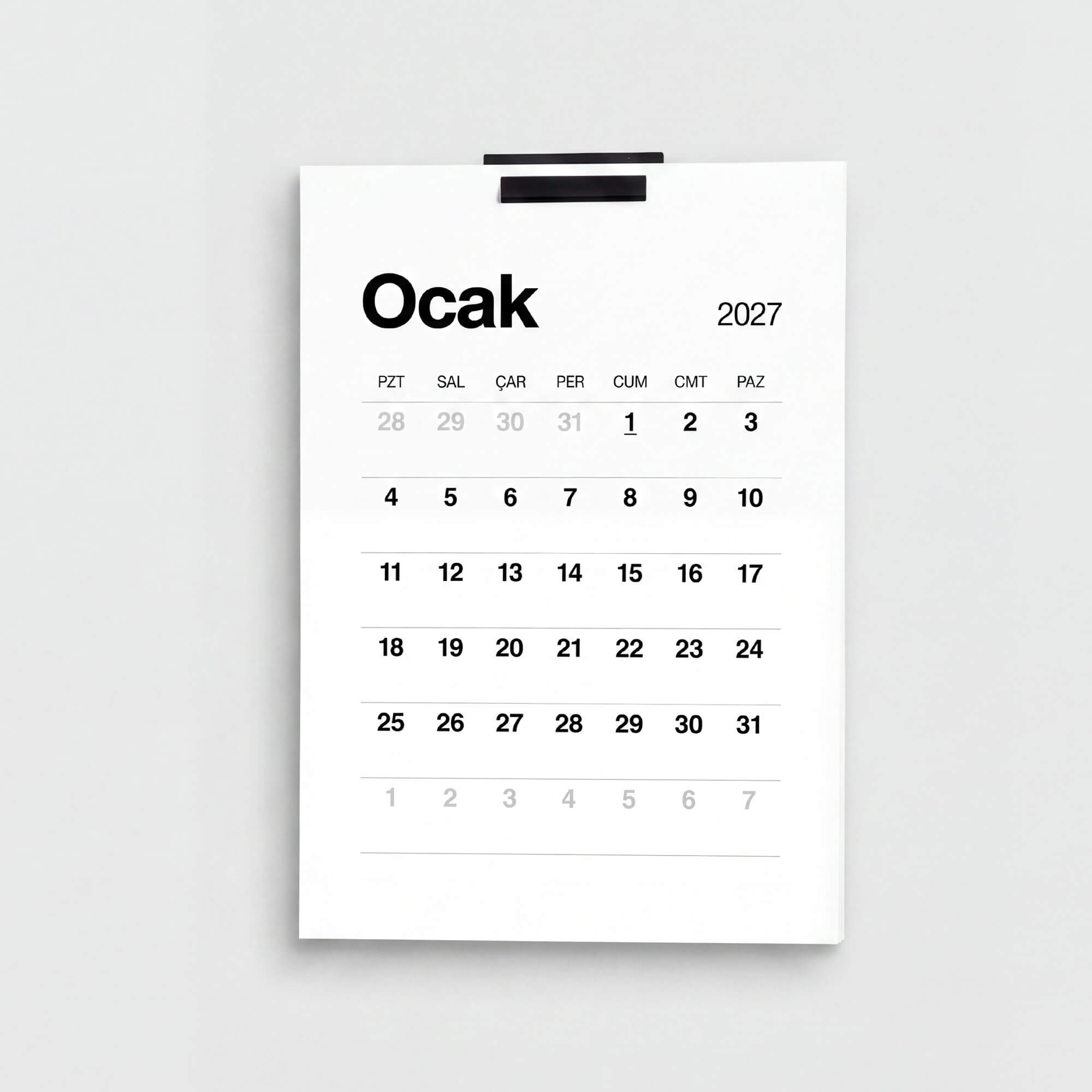PlanCORE™ Wall Calendar Set - 2027 Minimalist Duvar Takvimi