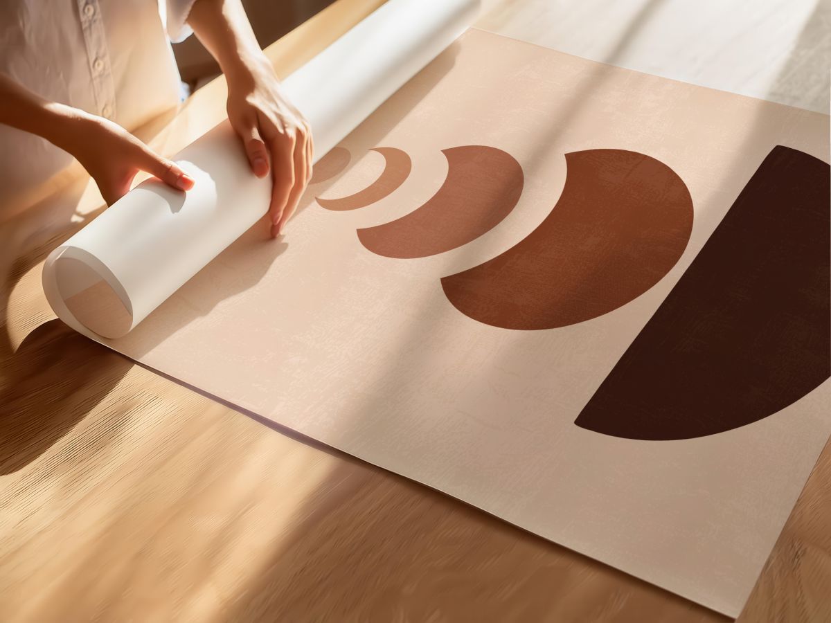 Boho Kahve Tonlarında Üst Üste Ay Evreleri, rulo yapılmış çerçevesiz poster