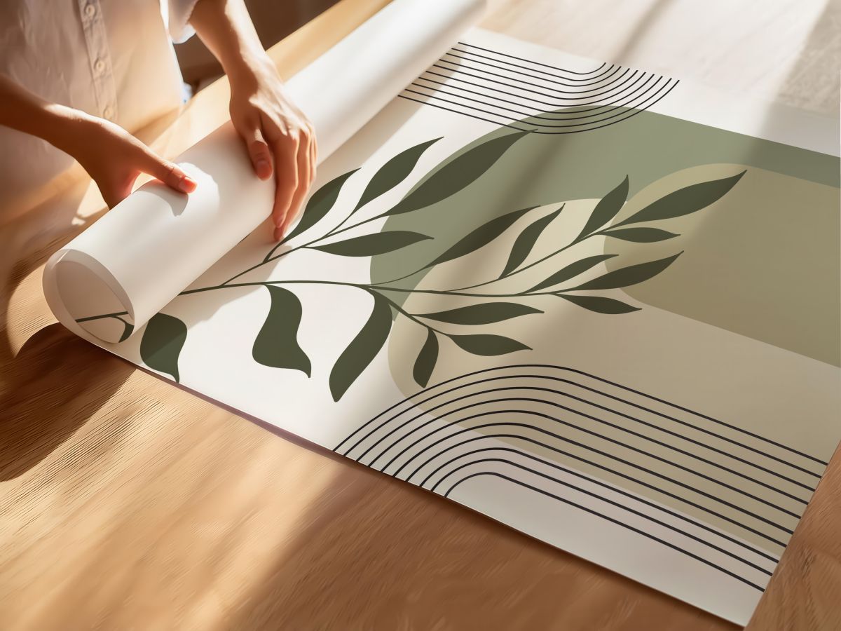 Boho Haki Kemerler, Siyah Çizgiler ve Yaprak Dalı, rulo yapılmış çerçevesiz poster