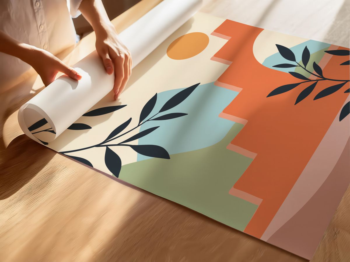 Boho Turuncu Merdiven, Kemer ve Güneş, rulo yapılmış çerçevesiz poster
