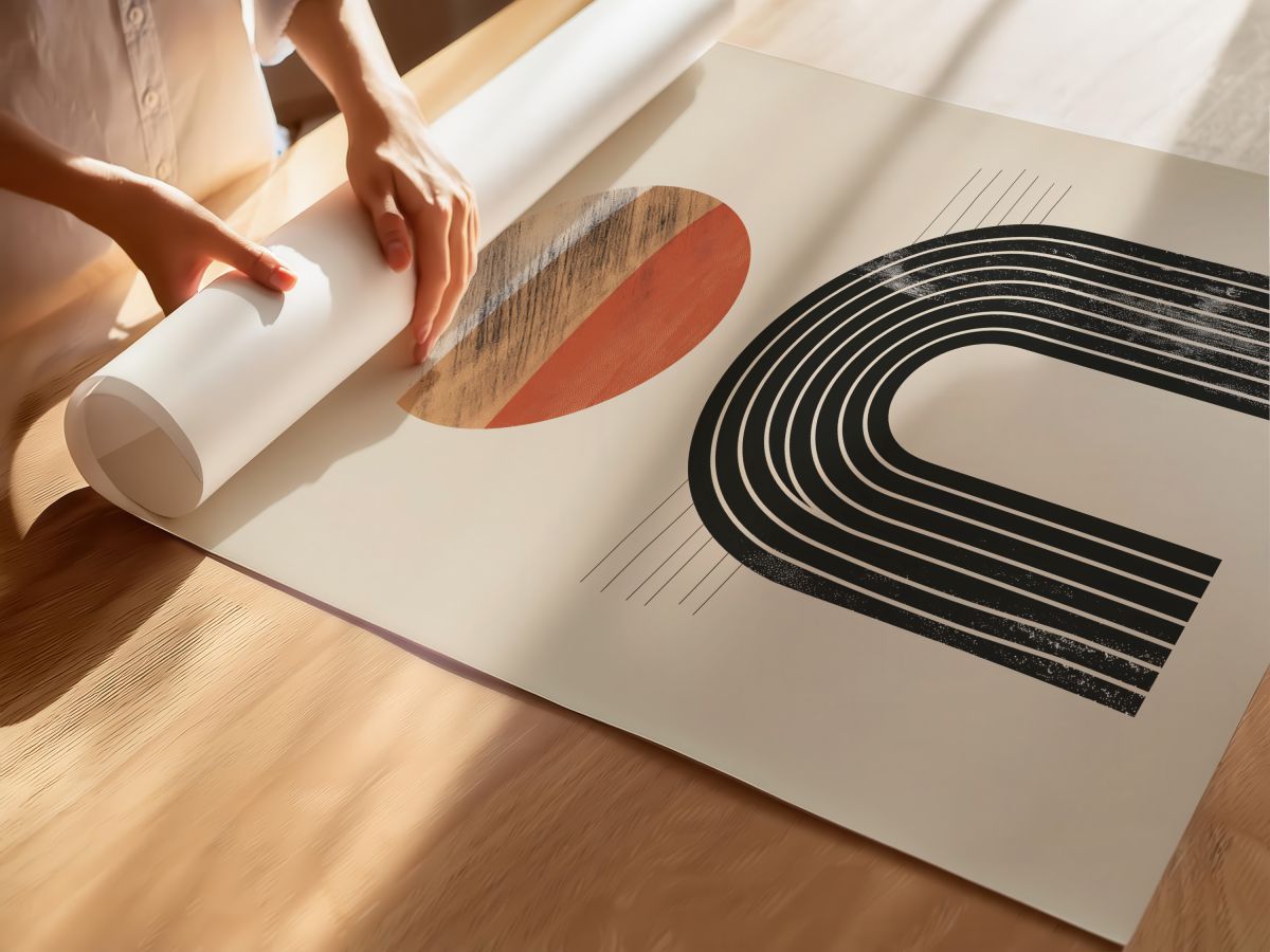 Boho Dokulu Kiremit Güneş ve Eskitme Siyah Kemer, rulo yapılmış çerçevesiz poster