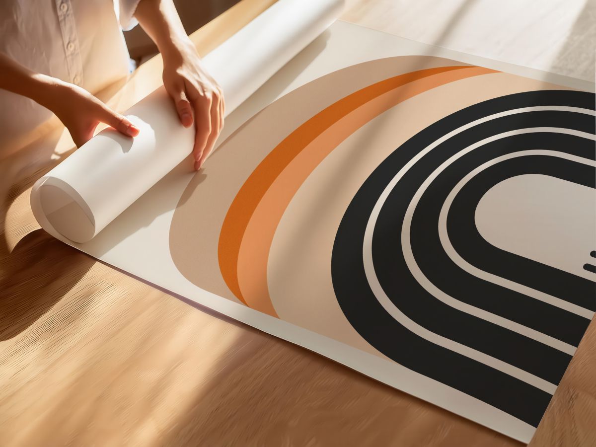 Boho Şeftali Tonlarında Gökkuşağı ve Siyah Kemer, rulo yapılmış çerçevesiz poster