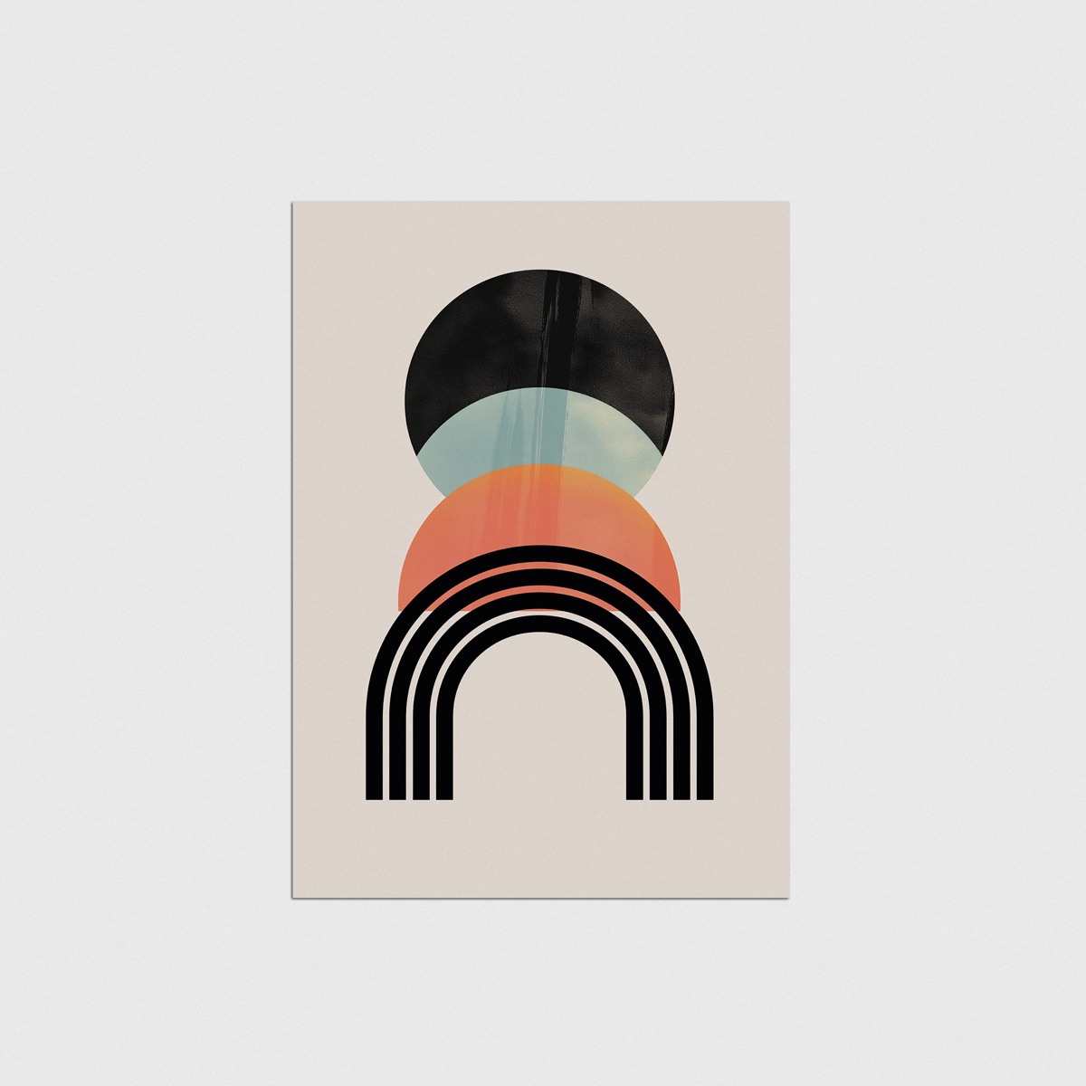 Boho Siyah, Mint ve Mercan Üst Üste Daireler, çerçevesiz poster