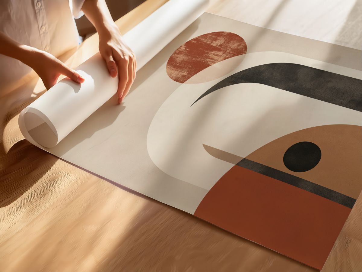 Boho Pas Rengi Güneş ve Soyut Kemer Formları, rulo yapılmış çerçevesiz poster
