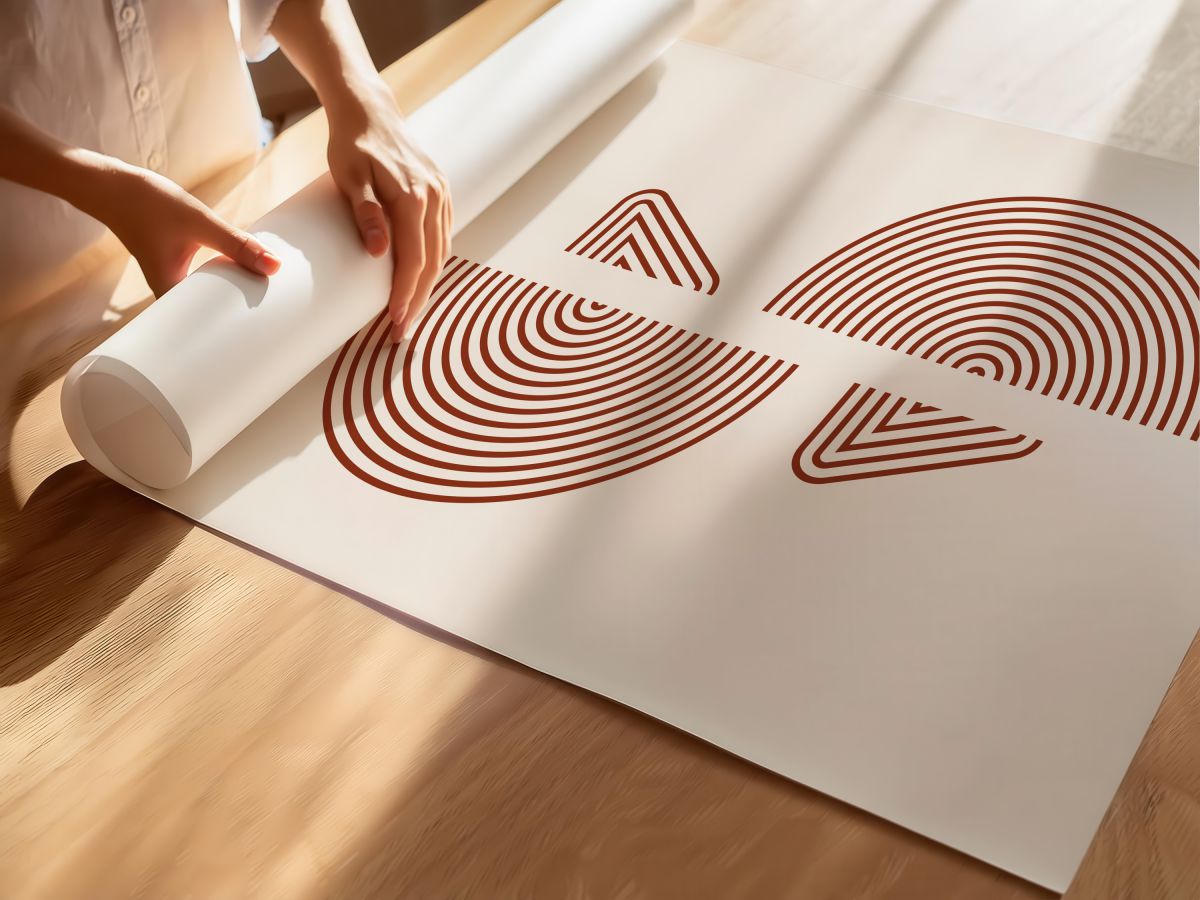 Boho Kiremit Çizgisel Yarım Daireler ve Üçgenler, rulo yapılmış çerçevesiz poster