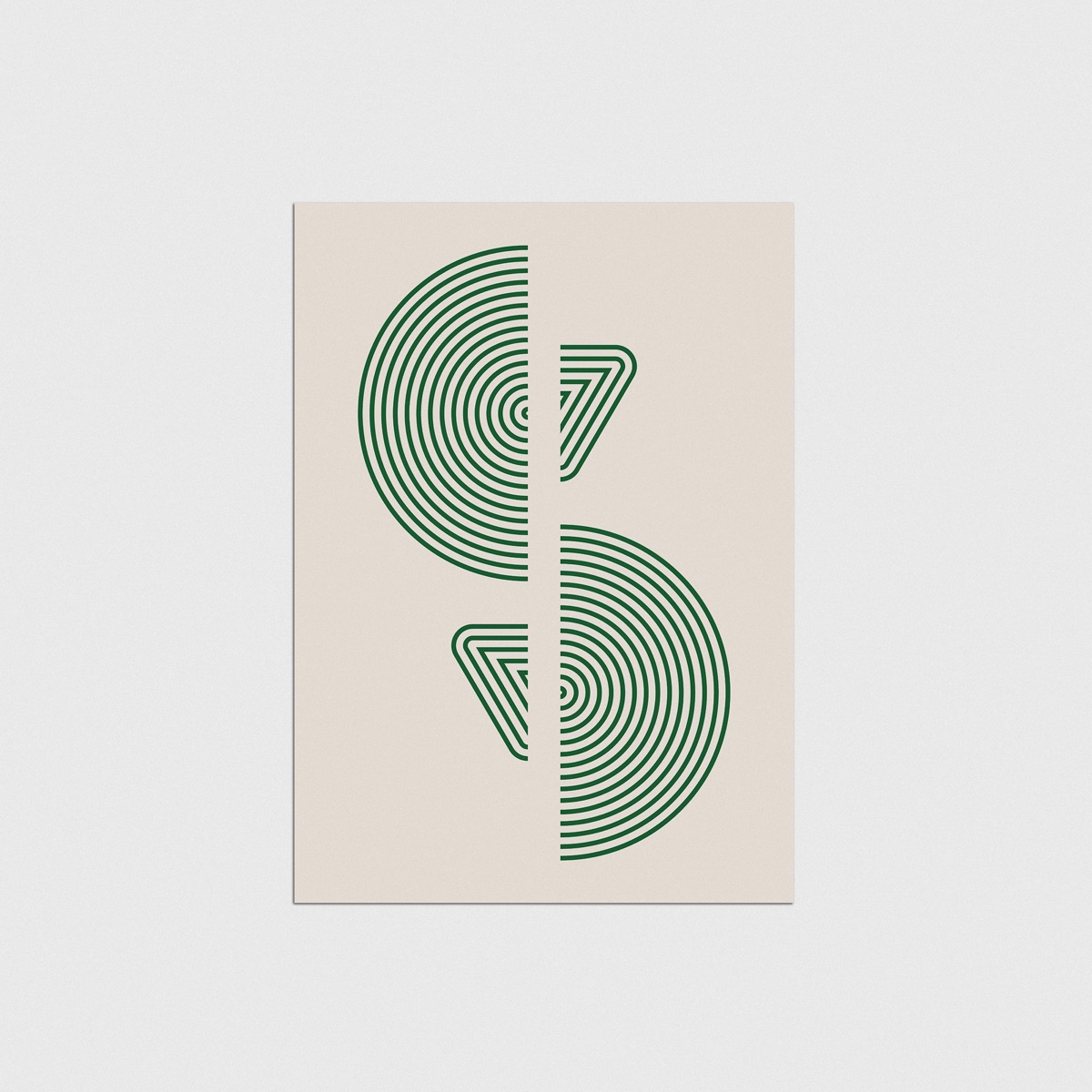Boho Yeşil Çizgisel Yarım Daireler ve Üçgenler, çerçevesiz poster