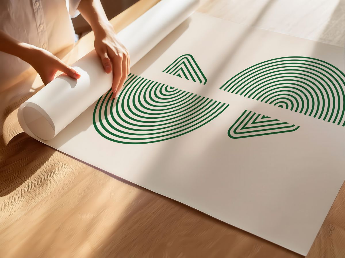 Boho Yeşil Çizgisel Yarım Daireler ve Üçgenler, rulo yapılmış çerçevesiz poster