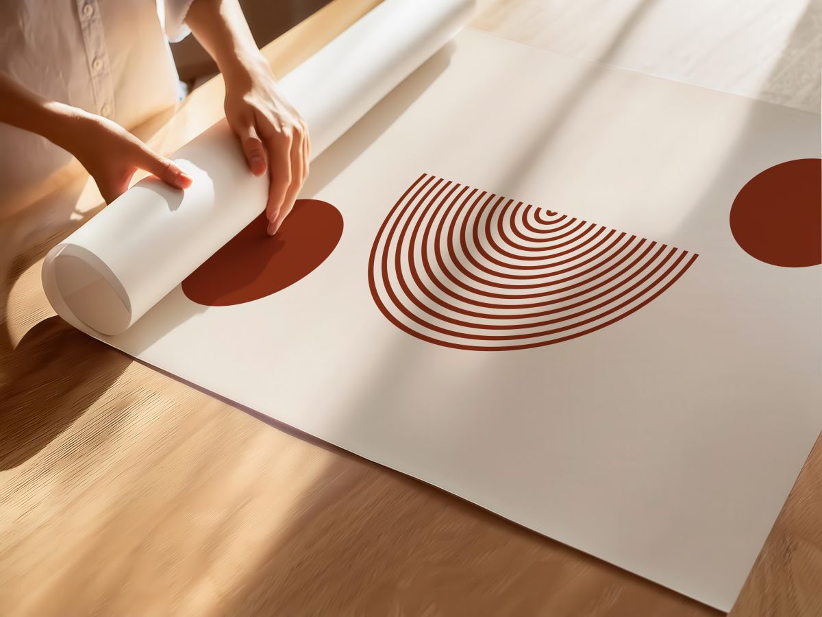 Boho Kiremit Çizgisel Yarım Daire ve İki Daire, rulo yapılmış çerçevesiz poster