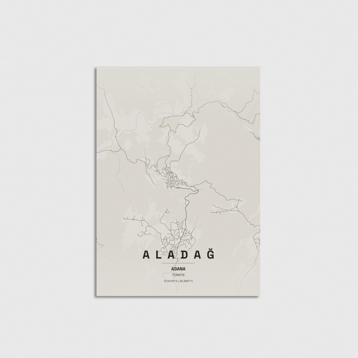 Adana Aladağ İlçe Haritası Posteri, çerçevesiz poster