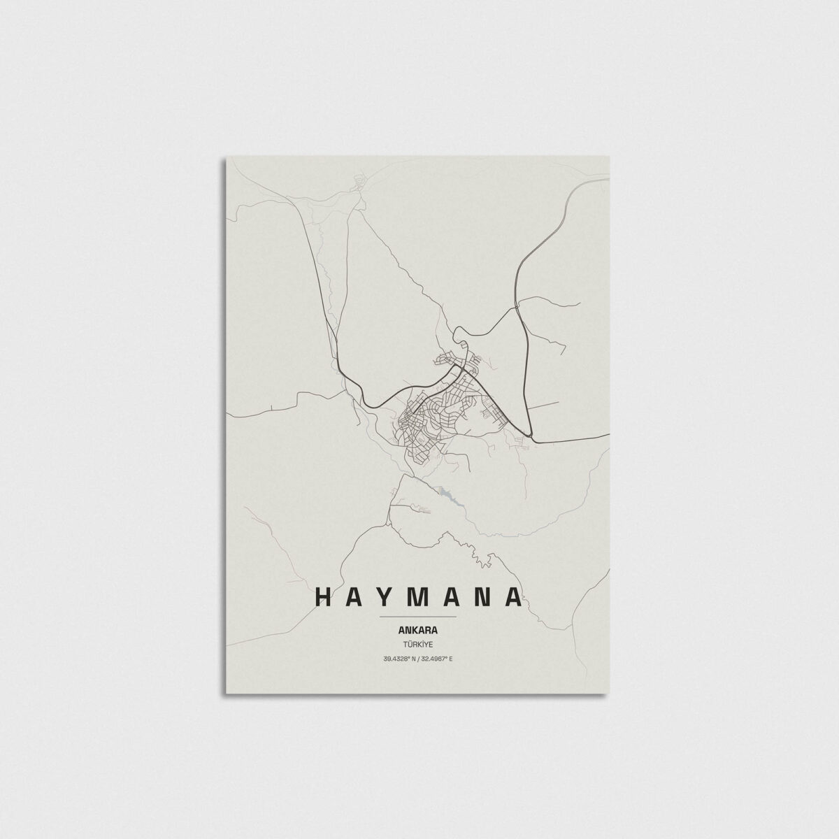 Ankara Haymana ilçe haritası posteri, çerçevesiz poster