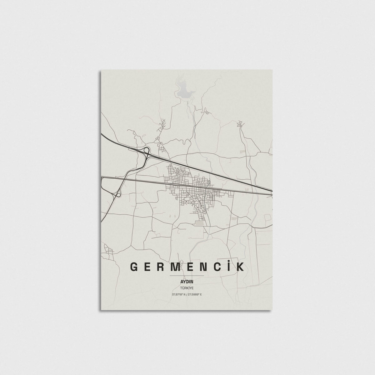 Aydın Germencik ilçe haritası posteri, çerçevesiz poster