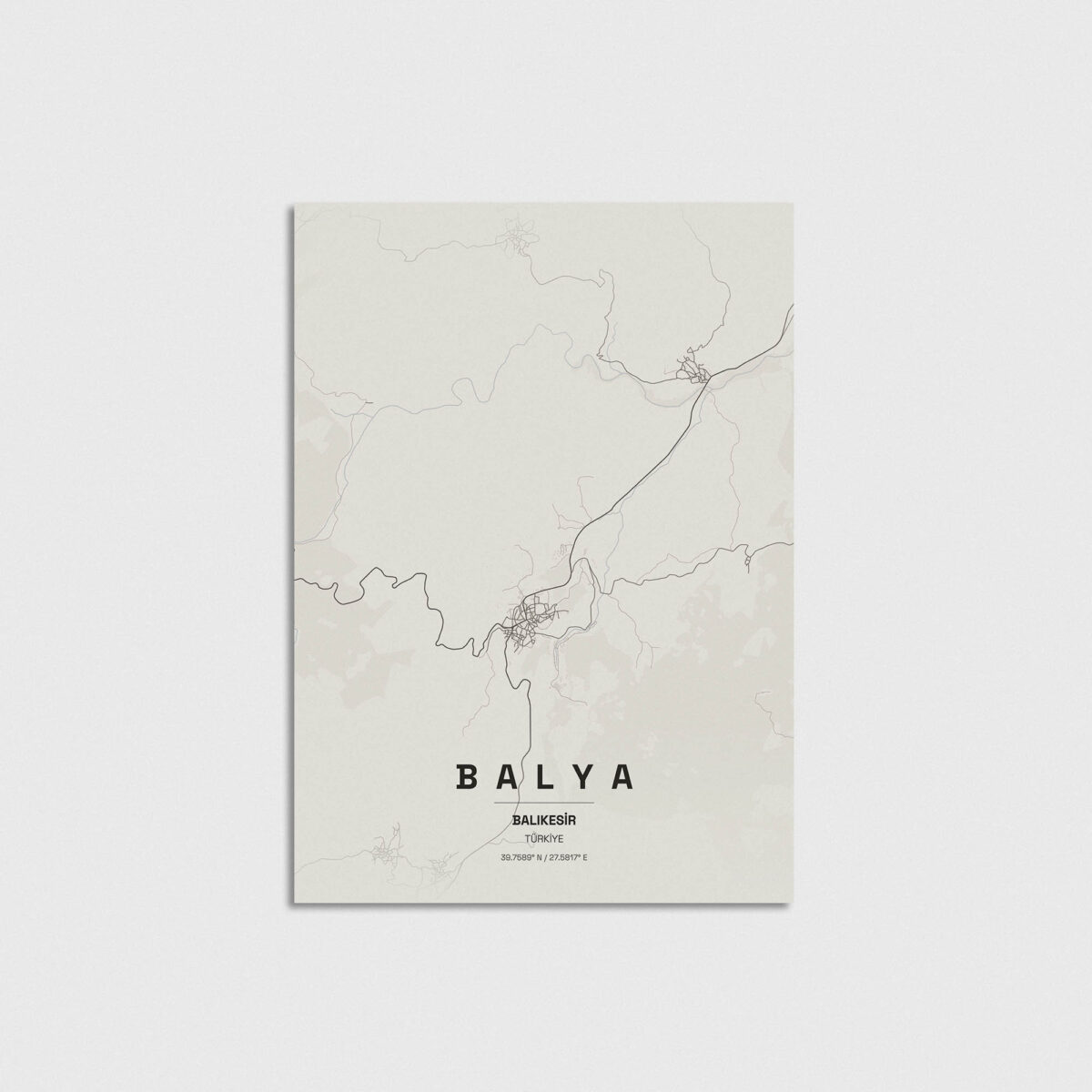 Balıkesir Balya ilçe haritası posteri, çerçevesiz poster
