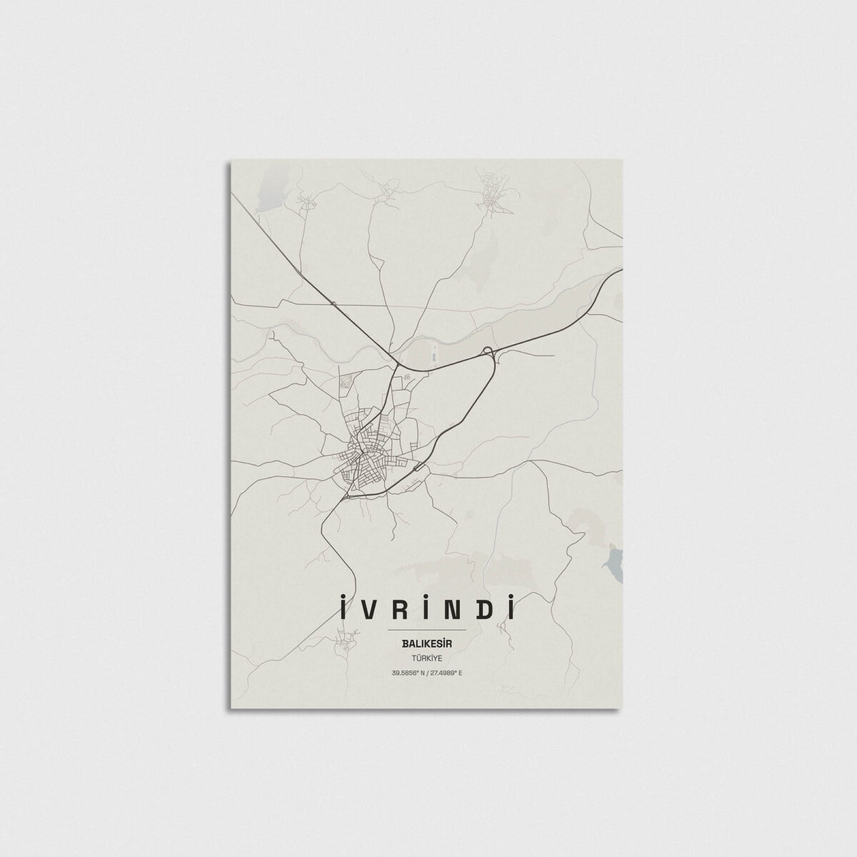Balıkesir İvrindi ilçe haritası posteri, çerçevesiz poster