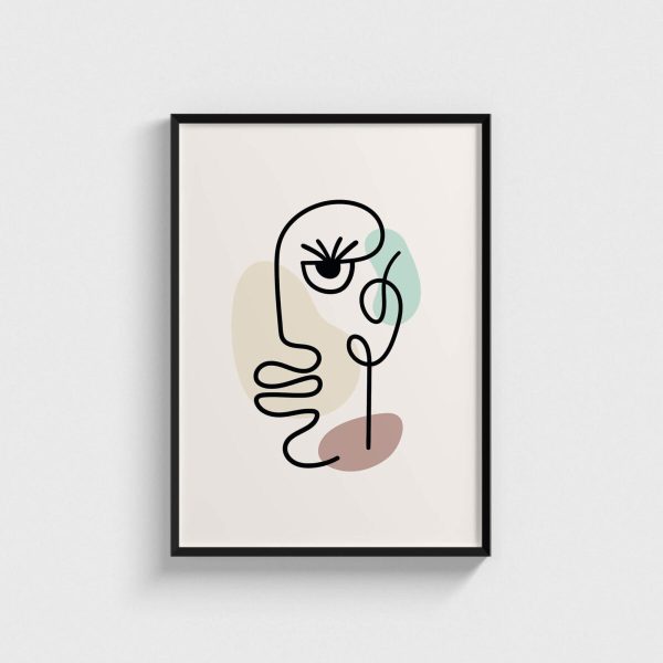 Face 3 modern posteri, siyah çerçeveli tablo