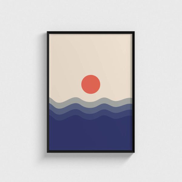 Sun modern posteri, siyah çerçeveli tablo