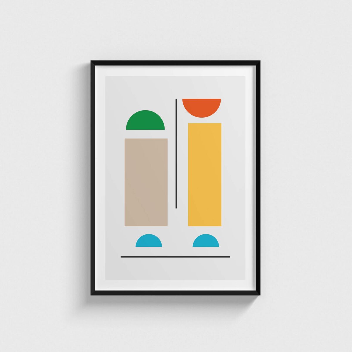 Geometry Rainbow v3 geometrik posteri, siyah çerçeveli tablo