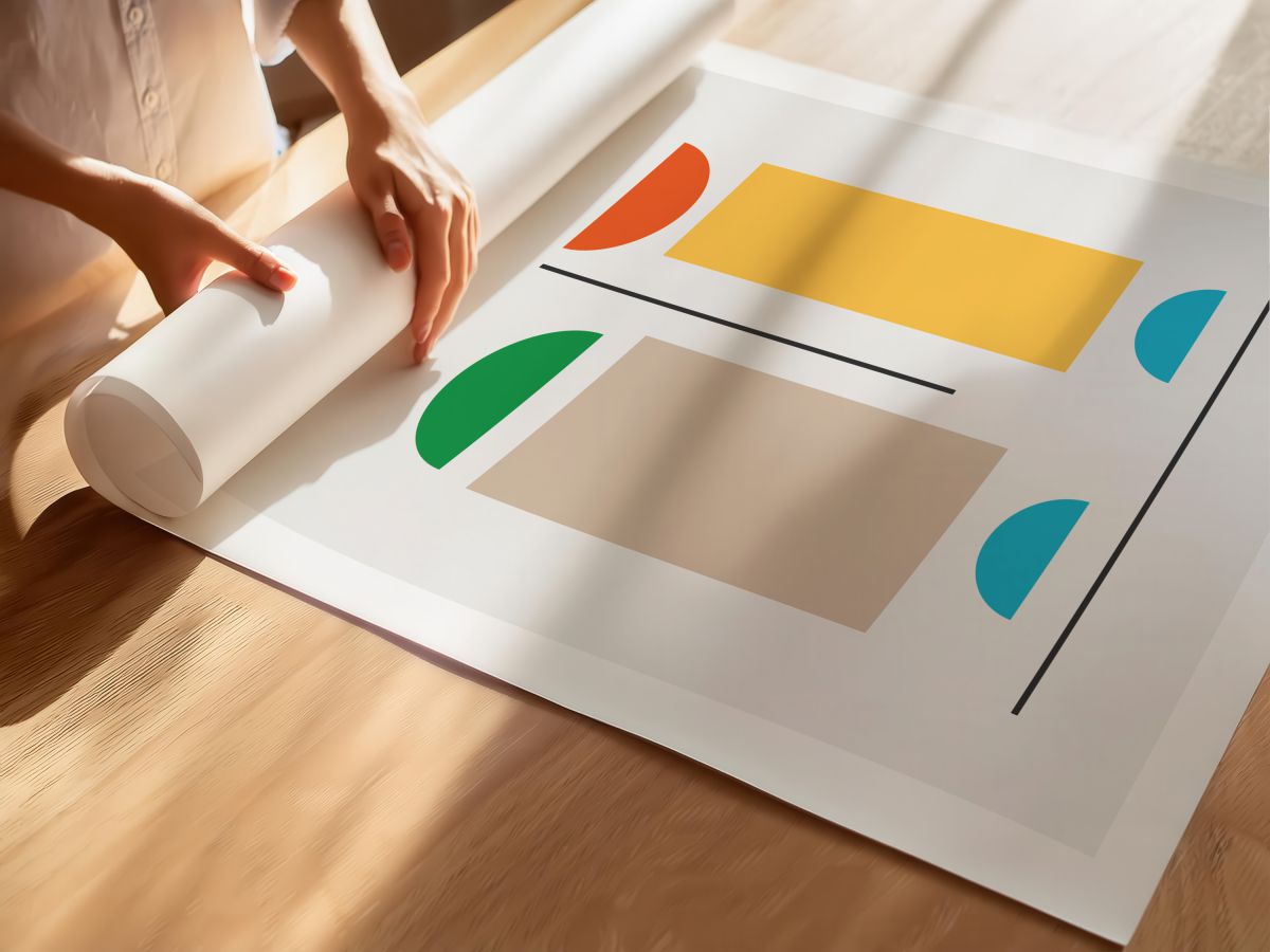 Geometry Rainbow v3, rulo yapılmış çerçevesiz poster