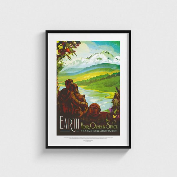 Earth - Your Oasis In Space uzay posteri, siyah çerçeveli tablo