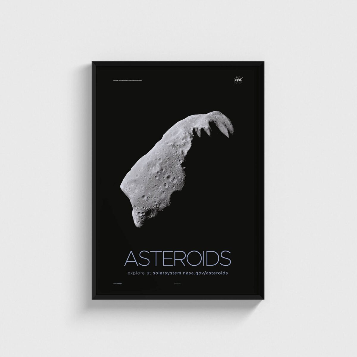 NASA - Asteroids uzay posteri, siyah çerçeveli tablo