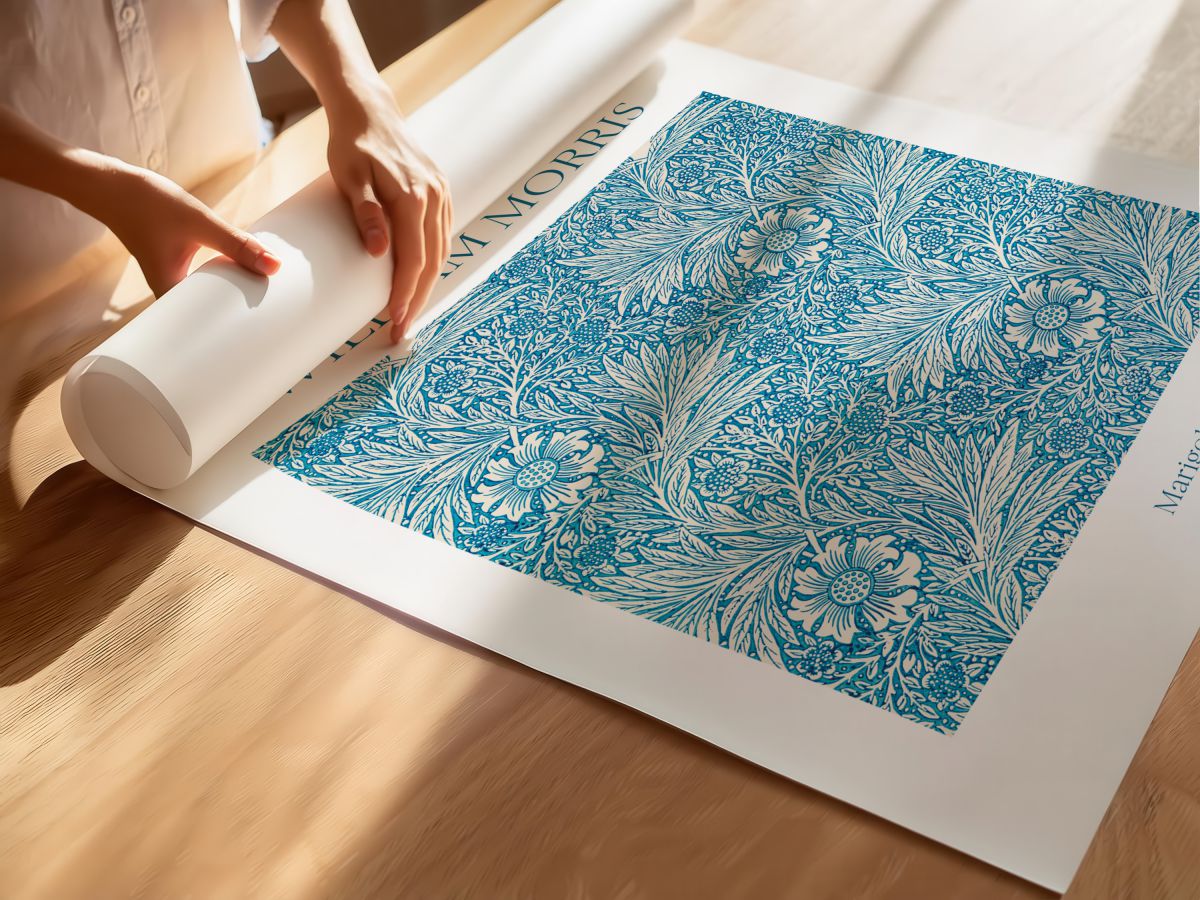 William Morris – Blue Marigold, rulo yapılmış çerçevesiz poster