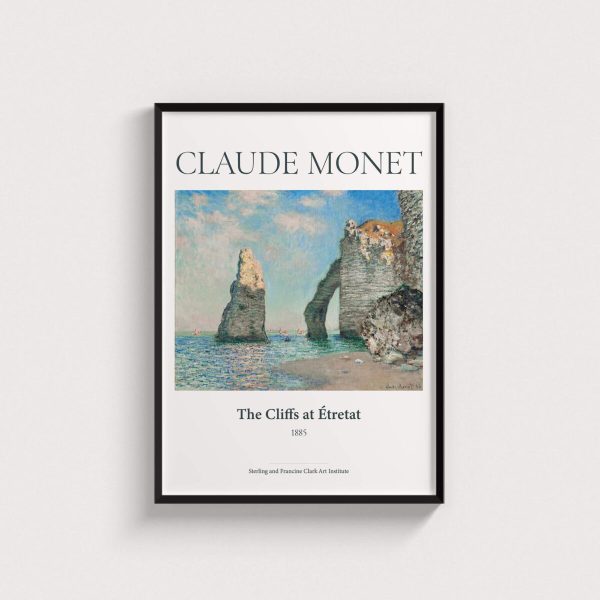 Claude Monet - The Cliffs at Etretat posteri, siyah çerçeveli tablo