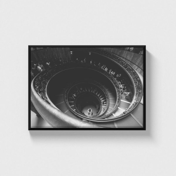 Spiral Staircase modern posteri, siyah çerçeveli tablo