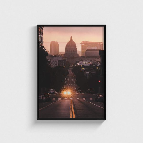 City Lights On The Road modern posteri, siyah çerçeveli tablo