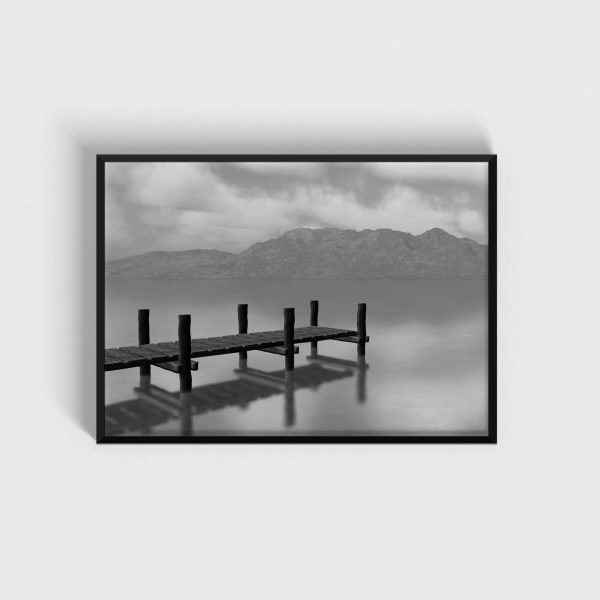 Scene Lake modern posteri, siyah çerçeveli tablo